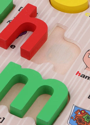 Wooden Alphabet Puzzle for Kids – 26 Lowercase Letters – Educational Plywood Board Toy