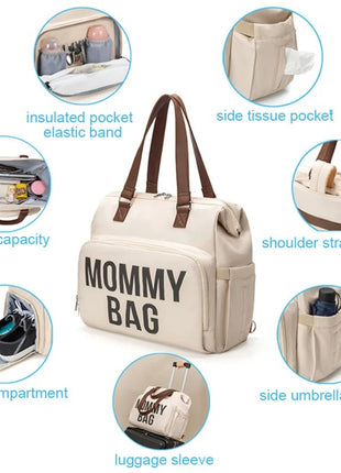 Mommy Diaper Bag 40x17x35cm Waterproof Oxford – 4-in-1 Backpack Tote with Wet/Dry Compartment