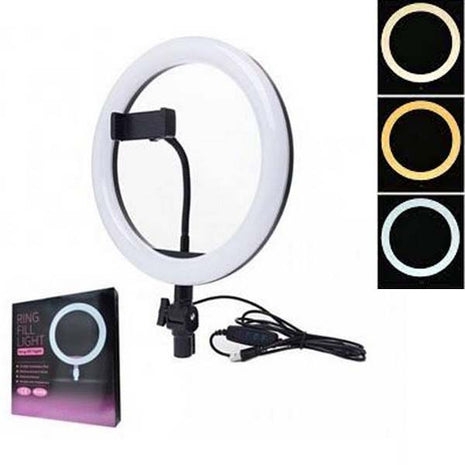 Ring Light Replacement 26cm with USB Power + Wired Remote – Adjustable Brightness & Color – Phone Holder
