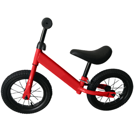 Kids Balance Bike 12 Inch Air Filled Rubber Tyres Steel Frame Lightweight 3kg Adjustable Saddle Red