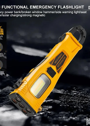 30W Solar + USB Rechargeable Emergency Light – Yellow LED Torch
