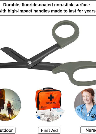 Stainless Steel Bandage Scissors Emergency Trauma Shears with Serrated Blade & Cable Stripper, 18cm, 1 Piece
