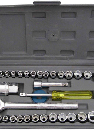40-Piece Socket Wrench Set – 1/4" & 3/8" Drive – Metric & SAE – Chrome Carbon Steel – With Storage Case