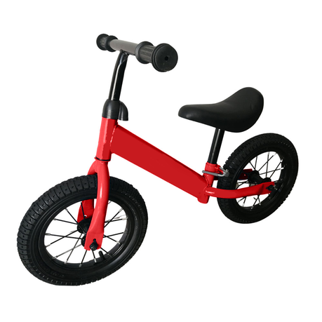 Kids Balance Bike 12 Inch Air Filled Rubber Tyres Steel Frame Lightweight 3kg Adjustable Saddle Red
