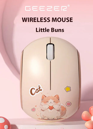 Cat Design Wireless Mouse – Silent Click – Dual USB & Bluetooth