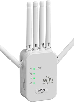 WiFi Extender Repeater 1200Mbps Dual Band – 6 Antennas Signal Booster with 2 LAN Ports – Covers up to 10000 Sq.Ft