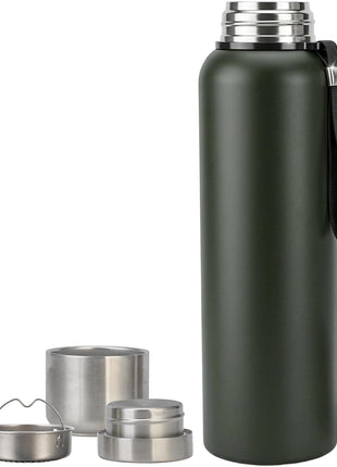 Stainless Steel Vacuum Flask with Filter – Double-Wall Insulated, Hot 24h / Cold 36h