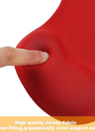 Mouse Pad Gel Wrist Support – Ergonomic Comfort, Non-Slip PU Base, Smooth Fabric –Red
