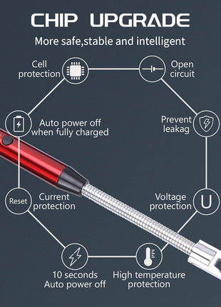 Electric Arc Lighter – 29.5cm Flexible USB Rechargeable – Windproof Safety Ignition with LED Indicator