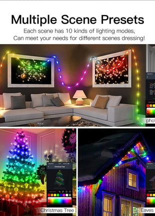 RGBIC Smart LED String Lights 5m 200 LEDs – Dreamcolor USB Fairy Lights – App & Remote Control – IP65 Water resistant – Multicolor