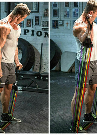 5-in-1 Resistance Bands Set – 100lb Adjustable Latex Workout Kit with Handles, Door Anchor & Carry Bag