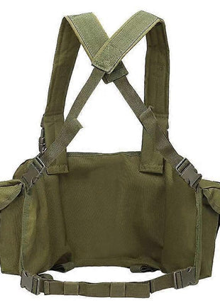 Tactical Chest Rig 600D Oxford Cloth 6‑Magazine Multi‑Pocket Bandolier Vest – Adjustable Shoulder Strap – Green/Khaki/Black