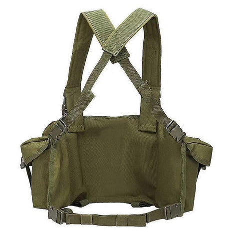 Tactical Chest Rig 600D Oxford Cloth 6‑Magazine Multi‑Pocket Bandolier Vest – Adjustable Shoulder Strap – Green/Khaki/Black