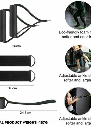 5-in-1 Resistance Bands Set – 100lb Adjustable Latex Workout Kit with Handles, Door Anchor & Carry Bag