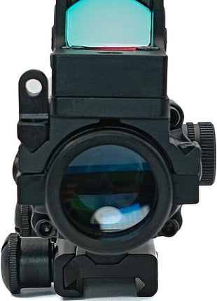 Tactical Rifle Scope 4x32 Fixed Optic + RMR-Style Red Dot Sight Combo – Daylight Fiber Reticle – Black