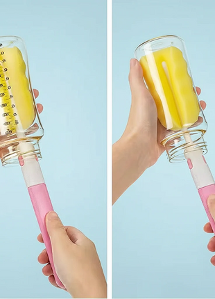 5-Piece Baby Bottle Brush Set – Sponge + PP – Bottle, Nipple, Pacifier, Straw Cleaning