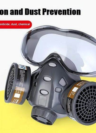 Half Face Respirator Mask with Goggles – KN95 Gas & Dust Protection – TPE Body – Twin Filter – Grey
