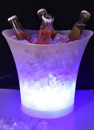 LED Ice Bucket 5L with RGB Lights and Bluetooth Speaker – Waterproof Plastic Party Cooler – White
