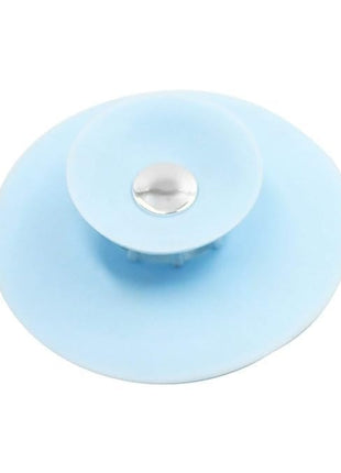 2-in-1 Silicone Sink Drain Stopper & Hair Catcher Universal Bathtub Plug 10cm Leak-Proof Blue
