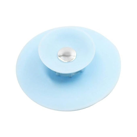 2-in-1 Silicone Sink Drain Stopper & Hair Catcher Universal Bathtub Plug 10cm Leak-Proof Blue