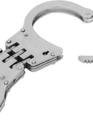 Carbon Steel Handcuff Set with 2 Keys – Hinged Restraint for Role Play/Stage – Silver