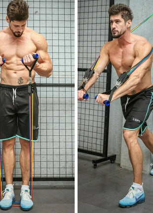 5-in-1 Resistance Bands Set – 100lb Adjustable Latex Workout Kit with Handles, Door Anchor & Carry Bag