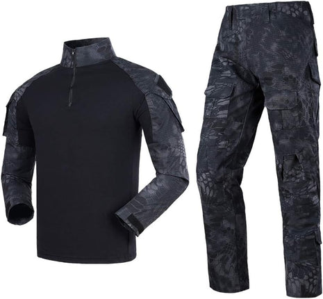 Tactical Shirt & Pants Set Large – 65/35 Ripstop Multicam‑Style – Black Python