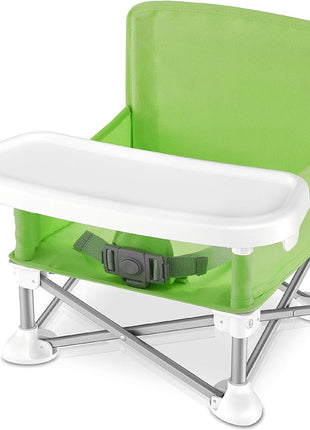 Portable Foldable Baby Chair with Detachable Tray & Safety Belt- Green Chair