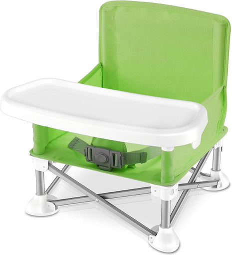Portable Foldable Baby Chair with Detachable Tray & Safety Belt- Green Chair