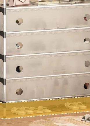 4-Tier Shoe Storage Cabinet with Coat Rack, Removable Shelf Divider, Galvanised Steel Tube & PP Panels (Copy)