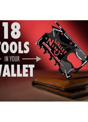 Wallet Ninja 18‑in‑1 Wallet Multi‑Tool – Alloy Steel Credit‑Card Size Black