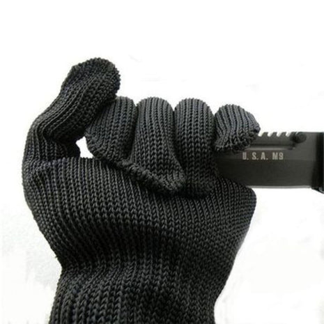 Anti‑Cut Safety Protective Gloves – Stainless Steel Wire + Polyester Blend, Average Size, Black (1 Pair)