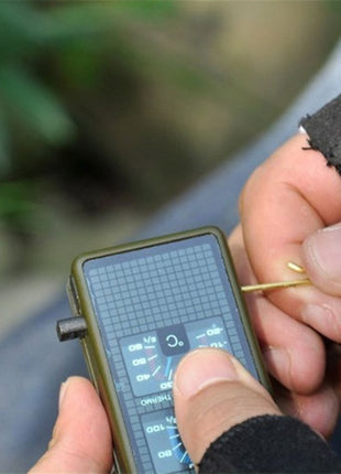 10-in-1 Survival Compass Tool with Thermometer, LED Light, Whistle & Fire Starter – Dark Green