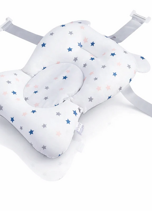 Baby Bath Cushion Pad – Cotton Blend Floating Bathtub Support with Safety Straps – White