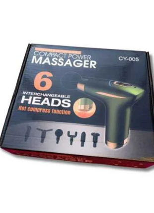 Fascial Massage Gun 3‑Speed with Heat Function – 6 Massage Heads – USB‑C Rechargeable