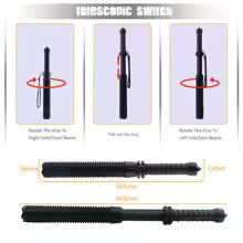 Tactical Flashlight 35.5cm – T6063-T6 Aluminum – 5 Modes, Telescopic Zoom, IPX6 – Black