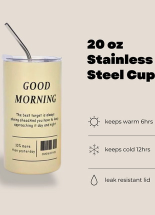 Thermal Insulated Coffee Cup 600ml – 304 Stainless Steel Inner – Vacuum Seal Lid – Reusable Metal Straw