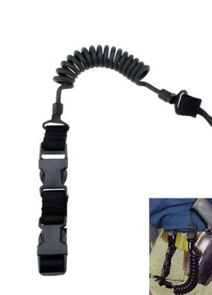Tactical Pistol Lanyard Sling 55–150cm Nylon Elastic Coil – Anti-Loss Belt Attachment – Black/Khaki/Green