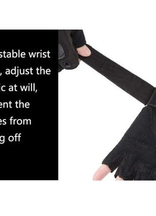 Half-Finger Hard Knuckle Outdoor Sports Gloves, Breathable Adjustable Tactical Riding Gloves