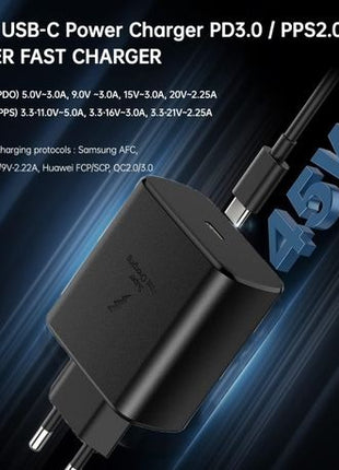 25W USB-C Fast Wall Charger with USB-C to USB-C Cable 95cm EU Plug Travel Power Adapter