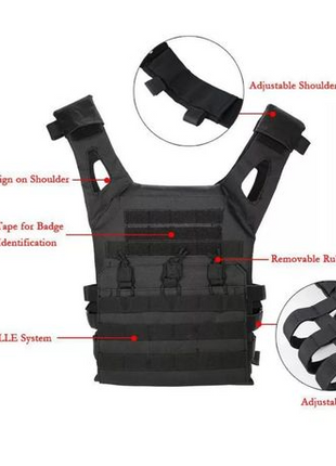 Tactical Plate Carrier Vest Lightweight MOLLE Chest Rig Adjustable Fit Small to XL – No Plates