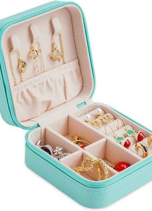 Small Jewellery Storage Box | PU Leather Travel Case with Zip Closure