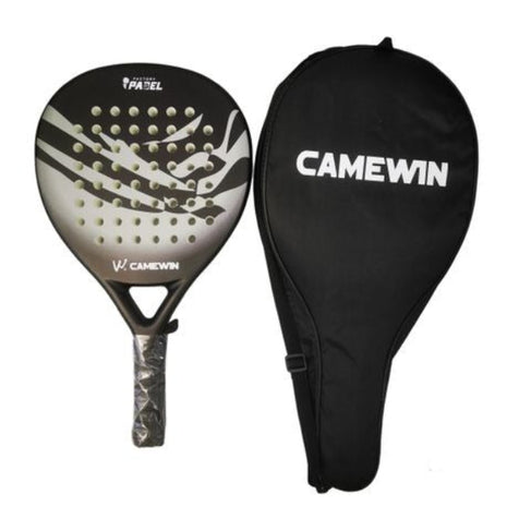 Padel Racket 38mm Carbon Frame EVA Soft Core Marble Face Design with Grip and Carry Bag