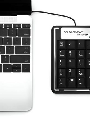 Wired USB Numeric Keypad 19-Key Plug & Play Number Pad for Laptop & Desktop, Black