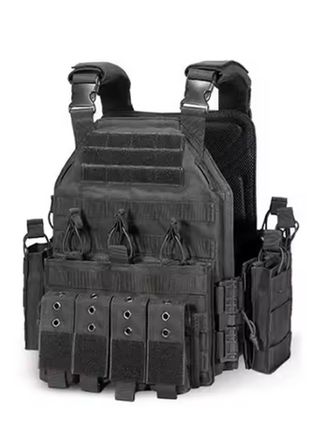 Tactical Combat Vest 600D Oxford Fabric with MOLLE Webbing – Adjustable Fit – Black