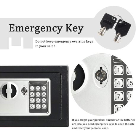 Digital Electronic Safe Security Box with Key Override, 3-8 Digit PIN, Wall/Floor Mount