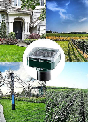 Solar Powered Mole & Rodent Repeller Spikes – 2‑Pack, Sonic + Vibration for Yard/Garden, Covers ~5 000 sq ft Each – Weather‑Resistant Green