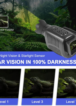 Digital Night Vision Monocular 1080p 5x Zoom with IR LED – 984ft Range, 1.5" Screen, IP56 Waterproof, Black