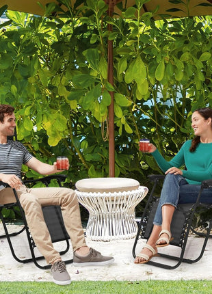 Outdoor Folding Reclining Lounge Chair 110×68×65 cm – Steel/Textilene – Adjustable Headrest & Cup‑Holder Tray – Multiple Colours