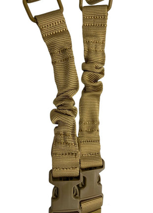 2-Point Rifle Sling 140cm – Nylon Tactical Bungee Strap with Quick Detach + Snap Buckles – Tan